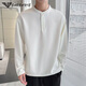 AX Armani Henry Collar White Sweatshirt Men's Spring and Autumn Texture Autumn Top Light Mature Style Long Sleeve T-shirt gam-6438 Stand Collar Long Sleeve Sweatshirt Desert Color M Weight 120Jin Jin is equal to within 0.5 kg