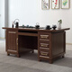 Cossenger walnut solid wood boss desk office desk new Chinese desk combination bedroom computer simple office desk writing table 2.0 meter boss desk + double side cabinet + chair + 6 door bookcase