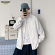Homlean japanische Feste Farbe Literarischer Hemd Herren Frühling und Sommer Langarm Basis High-End High-End Hong Kong Style Casual Inner Wear HL02 White XL