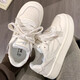 Chaussures féminines Huili, chaussures en cuir et blanc pour femmes, chaussures décontractées polyvalentes, baskets douces, beige-1105 35