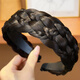 Zuoou braided wig headband autumn and winter women's 2024 new wide-brimmed fishbone braided hair headband hair clip to cover white hair buns upgraded widened twist style black brown