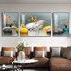Chengzai Shilai läuft Wohnzimmer Dekoration Malerei Sofa Hintergrund Wand Landschaft Hängende Malerei moderne leichte Luxusatmosphärische Triple Wandlinge