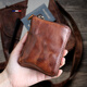 Rollsminjor echte Leder-Brieftasche Herren Kurzer vertikal handgefertigter Gemüse gebräunter Kopfschicht Cowide Retro Reißverschluss Brieftasche mittleren Alters und Jugend Geschenkbox Retro Black 9*2,5*12 cm