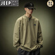 JEEP SPIRIT extra large size 300Jin Jin is equal to 0.5kg Henry collar long-sleeved T-shirt men's spring and autumn American loose layered polo. shirt sweatshirt ins trendy brand black 4XL recommended 250-300Jin Jin is equal to 0.5kg