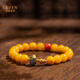 La Yun Feiyin Authentic Natural Beeswax Bracelet Women's Authentic Chicken Fat Yellow Southern Red Jade Accessories Old Wax Amber Bracelet Gift 7A Beeswax 8mm Original Design (Now inspected and issued with certificate 48 hours later)