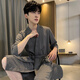 Yu Zhaolin nightgown men's pajamas men and women same bathrobe spring and summer simple waffle home clothes long

