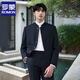 ROMON (ROMON) slim-fitting standing collar young Zhongshan suit men's groom wedding Chinese suit suit Chinese style gentleman suit dress Black [suit + pants + shirt] three-piece set XL