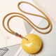Jinshitong natural chicken fat yellow beeswax pendant safety buckle male and female couple original ore amber princess buckle necklace pendant beeswax princess buckle small model (36*36)