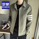 ROMON Piushuai color-blocked jacket for men, high-end, trendy, casual, versatile, handsome lapel, spring and autumn, cotton and thickening K351-83 light khaki, spring and autumn style, XL size 130-150Jin Jin is equal to 0.5 kg
