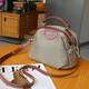Gusennu mit Cowhide Einfacher Nylonbeutel One-Shoulder-Schalenbeutel wasserdichte leichte Oxford-Stoff-Cross-Body-Bag Frauenhandschelig-Knödel Beutel Haze Blau Blau