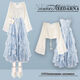ZiLuolan French dress for women 2025 summer new style set sunscreen shirt top with slim suspender skirt M675 blue shirt + blue dress Two-piece set M Recommended 80-100Jin [Jin equals 0.5 kg]