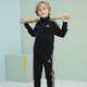 Adidas spring and autumn suit children's sports suit new outdoor casual jacket trousers two-piece set black/gold 140
