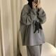 Ershanji Home Pajamas Round Neck Long Sleeve Pajamas Four Seasons New Outerwear Set Home Clothes Couple Pajamas Gray No. 2 One Size 80-125 Jin Jin equals 0.5 kg