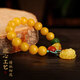 Longyin Natural Beeswax Bracelet Pixiu Amber Bracelet for Men and Women Baltic Chicken Butter Yellow Birthday Gift YJ 10mm