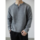 Kuraishi Kazuki trendy brand old money retro Henry collar sweater men's 2025 autumn and winter fashion versatile casual warm top light gray M