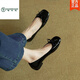 Holzspecker Single-Schuhe für Frauen 2025 Sommer Neue Flat-Löste Mary Jane Schuhe kleine Lederschuhe ein Fuß Bohnen Schwangere Frauen Feenschuhe sanfte Wein rot 36