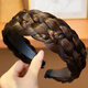 Zuoou braided wig headband autumn and winter women's 2024 new wide-brimmed fishbone braided hair headband hair clip to cover white hair buns upgraded widened twist style black brown