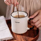 Mug ceramic cup vertical pattern cup breakfast cup water cup office milk large capacity cup coffee black and white 1 piece 400ml