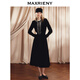 MAXRIENY Shopping mall same style French Hepburn style contrast collar waist shirt for women 25 winter style waist top black S