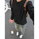 Футболка с длинным рукавом Yalu Black American Genry Neck Mens Awumn и Winter Waffle Pluse Plus Fleos Collesed Base Rube 1381 Black [Высокое качество 23] Флис XL 125-140JIN [Джин равняется 0,5 кг]