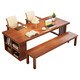 Lijiangxing 2025 nueva sala de estar de madera sólida mesa de comedor larga larga mesa de lectura de trabajo integrada sala de living mesa gran mesa de aprendizaje CR9904# nuez Tabla individual no 140x80x75cm