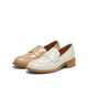 Zhenmeishi Dong Jie same style toffee spring cowhide loafers small leather shoes for women 15906AA4 beige 34