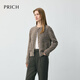PRICH Fashion Little Fragrance Mohair Wool Mixed Color Yarn Knitted Cardigan 2025 Winter New Top Women 85 Brown S 160