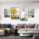 
Mohu living room decoration painting sofa background wall new mural modern simple TV background atmospheric abstract four-pair hanging painting Jinlu Nafu 15940 (including wall clock) tempered crystal porcelain combination-sturdy durable black frame