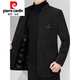 皮尔卡丹（pierre cardin）男装呢夹克秋冬新款立领外套爸爸装加绒加厚上衣 黑色6211FL M 170