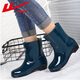 Huili Damen Regenstiefel Erwachsene mittelschwere Regenstiefel wasserdichte Schuhe Gummischuhe überschuht Wasserstiefel HXL5Z3 Dunkelgrün 38 38
