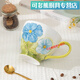 Silent Noel light luxury style ceramic cup, home hand-painted pastoral breakfast cup, milk cup, good-looking coffee cup, drinking cup, spring blossoms, boxed with cherry blossom golden spoon)