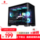 玩嘉天幕黑色曲面玻璃鱼缸型海景房电脑机箱台式机MATX主板240/360水冷