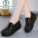 Zapatillas de balanceo de la suela gruesa de carpintero para zapatos individuales de cuero para niñas para la primavera, el verano y el otoño zapatos de madre de la suela suave para la suma suave para el blanco sin deslizamiento de gran tamaño, transpirable blanco 866-1 35