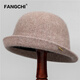 Fangchi Hat Women's Autumn and Winter Mother's Versatile Solid Color Curly Face Showing Small Fisherman Hat Fashionable Warm Woolen Basin Hat Mocha Color M(56-58cm)