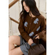 Mysterious lamb jacquard knitted cardigan for women 2025 autumn new lamb velvet two colors optional loose and gentle sweater coffee color coffee color L