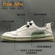 Dian.aibu Light Luxury Men's Shoes 2025 Summer NUEVA TOP CAPA COWHIDE Casual Men's Zapatos Anti-Odor Fashion Fashion Sports Men White and Blue [Brand Men's Shoes] Limited Edition 43 (Tamaño del zapato de cuero) Especial