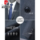 Pierre Cardin high-end 100% worsted pure wool suit suit men's high-end fine plaid business authentic dad dress two-piece set Gray L 175/92A Recommended 125-145 Jin Jin equals 0.5 kg
