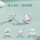 Lao Fengxiang pure silver earrings for women, pearl four-leaf clover earrings, high-end birthday and anniversary gifts for girlfriends and wives, selected pearls* four-leaf clover earrings, Jingsuda