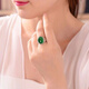 Mi Yan S999 Silver Ring Women's Chrysoprase Agate Fashionable Silver Open Ring as a Gift for Mom 999 Silver Jade Ring About 3 Grams