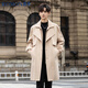 ROMON windbreaker men's mid-length autumn and winter Korean style loose double-layer collar fake two-piece coat black L