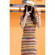 ANGEL MOOD European station dress temperament rainbow stripe design sense fat mm belly slim mid-length slim skirt for women women's clothing rainbow stripe dress long XL