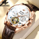 Sitio web oficial de Oupinke Certificado Swiss Certified reloj mecánico Mecánico Mecáneos completamente automáticos Fecha impermeable de la semana Mira OPK-3291 Letras de cuero marrón rosa sin blancos