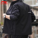 Li Ning Sports Jacket Men's Spring and Autumn New Windproof Casual Cardigan Windbreaker Jacket Loose Large Size Running Charge Top Black Stand Collar Sports Jacket L/175 (130-145Jin Jin is equal to 0.5 kg)