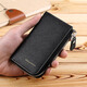 WILLIAMPOLO Emperor Paul genuine leather key bag for men's head layer leather zipper waist padlock bag Father's Day gift for dad Black-no-hanging buckle (6 locks, 4 cards, 1 car)