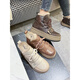 Belle thick-soled high-rise snow boots for women 2024 winter new non-slip waterproof Martin short boots plus velvet warm large cotton shoes brown 36