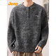 JEEP Jeep Casual Sweater Men's 2025 Autumn and Winter Henley Neck Sweater Trendy Brand Loose Sweater Men 25005 Light Gray Jeep Official M_90-110Jin Jin is equal to 0.5 kg