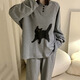 Ershanji Home Pajamas Round Neck Long Sleeve Pajamas Four Seasons New Outerwear Set Home Clothes Couple Pajamas Gray No. 2 One Size 80-125 Jin Jin equals 0.5 kg