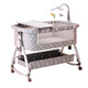 Jingshiyue folding crib splicing large bed multi-functional newborn bb bed portable and removable baby bed diaper table cradle bed High carbon steel-cloud ash-basic model (no mattress, none) other x assembly x frame structure
