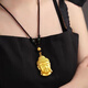 Fat Donglai's same 3D hard gold Buddha head pendant 24K gold for men and women new 999 pure gold Tathagata Buddha statue necklace hanging gold Buddha head pendant + necklace rope (small size)