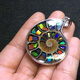 Bixiu Tang Canada Ammonite Conch Colored Stone Pendant, about 30 to 35 cm tall, with Ammonite Stone inlaid in the conch, red, orange